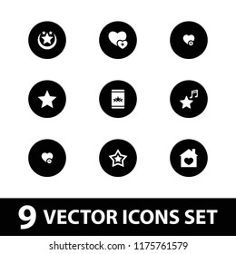 Favorite icon. collection of 9 favorite filled icons such as star. editable favorite icons for web and mobile.