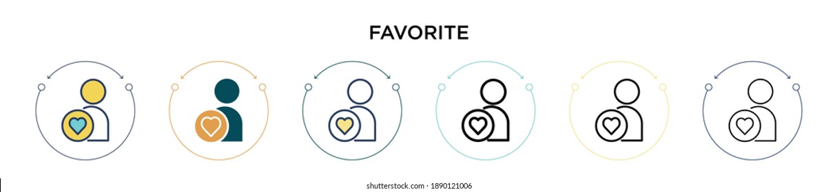 Favorite icon in filled, thin line, outline and stroke style. Vector illustration of two colored and black favorite vector icons designs can be used for mobile, ui, web