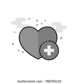 Favorite icon in flat outlined grayscale style. Vector illustration.