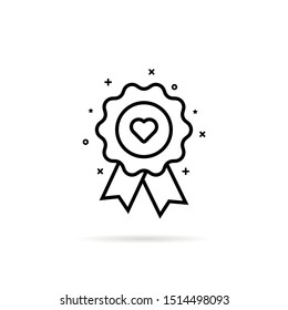 favorite icon like warranty rosette. flat stroke trend modern recommend lineart logotype graphic art design isolated on white background. concept of choosing the best product, service or brand