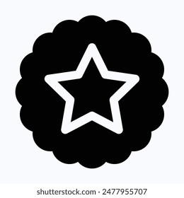 Favorite Icon Like Warranty Rosette. Star Badge Vector Icon. Isolated Silhouette Vector Icon.