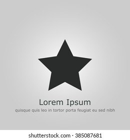 Favorite icon, on grey background, dark outline, example text