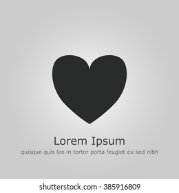 Favorite icon, on grey background, dark outline, example text