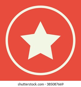 Favorite icon, on red background, white circle border, white outline