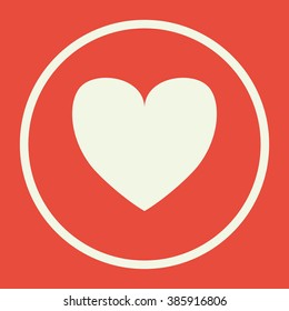 Favorite icon, on red background, white circle border, white outline