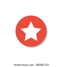 Favorite icon, on white background, red circle border, white outline