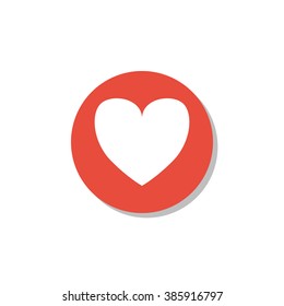 Favorite icon, on white background, red circle border, white outline
