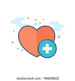 Favorite icon in outlined flat color style. Vector illustration.