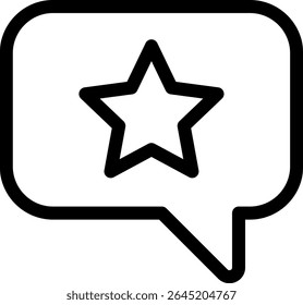Favorite Icon in Speech Bubble: A graphic symbol of a star nestled inside a dialogue balloon, embodying the essence of preference, feedback, and stellar comments in sleek design.
