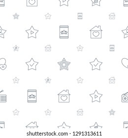 favorite icons pattern seamless white background. Included editable line star, favorite music, house with heart, minus favorite, radio icons. icons for web and mobile.