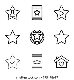 Favorite icons. set of 9 editable outline favorite icons such as star