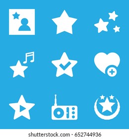 Favorite icons set. set of 9 favorite filled icons such as radio