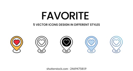 Favorite icons vector set stock illustration.