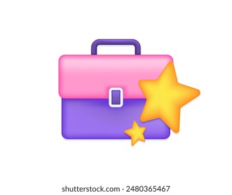 favorite job. a dream and exclusive job. illustration of briefcase with stars. symbol or icon. minimalist 3d concept design. graphic elements