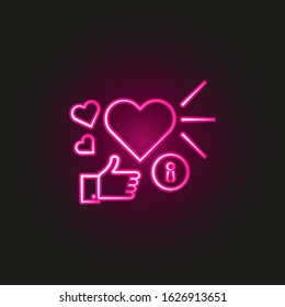Favorite, like neon style icon. Simple thin line, outline vector of shopping icons for ui and ux, website or mobile application