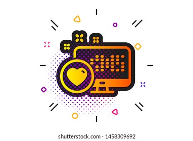 Favorite like sign. Halftone circles pattern. Heart icon. Positive feedback symbol. Classic flat heart icon. Vector