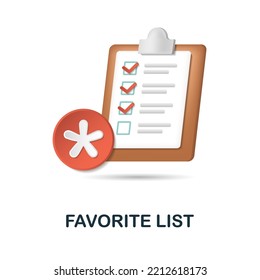 Favorite List icon. 3d illustration from online store collection. Creative Favorite List 3d icon for web design, templates, infographics and more