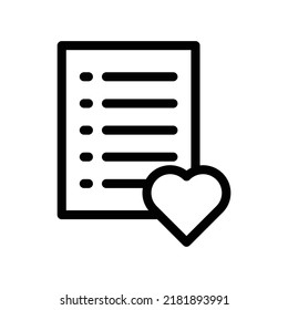Favorite list icon in black outline style