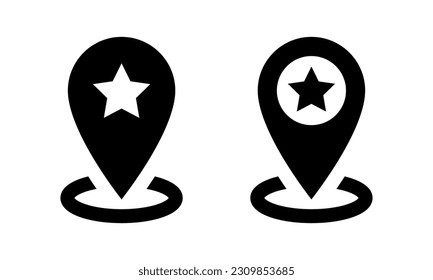 Favorite location icon vector. Map pin symbol with star