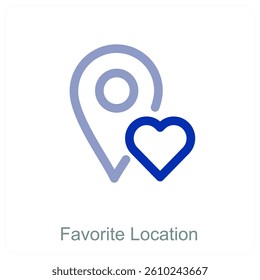 Favorite Location and pin icon concept