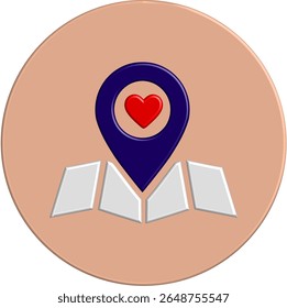 Pino de Localização Favorito - Ponteiro de Mapa com Ícone Coração