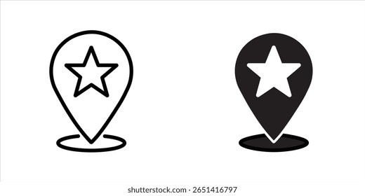 Favorite Location Star Pin Outline Icon