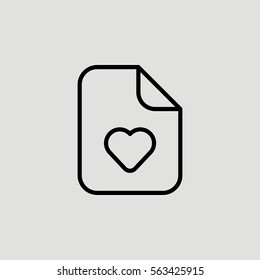 Favorite Love Office File Document Outline Vector icon