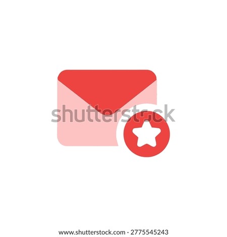Favorite Mail Icon Containing starred email, important message, bookmark mail, and inbox icon. Solid icon