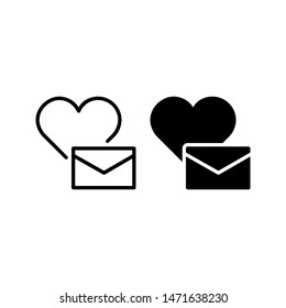 Favorite mail icon. with outline and glyph style