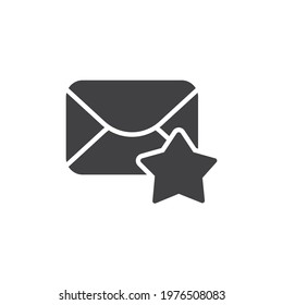 Favorite mail vector icon. filled flat sign for mobile concept and web design. Envelope and star glyph icon. Symbol, logo illustration. Vector graphics