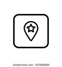 Favorite mark inside pinpoint line vector icon. Marketing outline illustration.