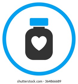 Favorite Medication vector icon. Style is bicolor flat circled symbol, blue and gray colors, rounded angles, white background.