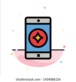 Favorite Mobile, Mobile, Mobile Application Abstract Flat Color Icon Template