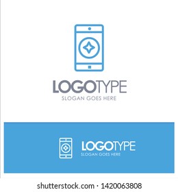 Favorite Mobile, Mobile, Mobile Application Blue Outline Logo Place for Tagline