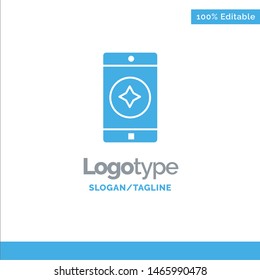 Favorite Mobile, Mobile, Mobile Application Blue Solid Logo Template. Place for Tagline. Vector Icon Template background