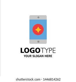 Favorite Mobile, Mobile, Mobile Application Business Logo Template. Flat Color