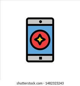 Favorite Mobile, Mobile, Mobile Application  Flat Color Icon. Vector icon banner Template