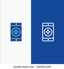 Favorite Mobile, Mobile, Mobile Application Line and Glyph Solid icon Blue banner Line and Glyph Solid icon Blue banner. Vector Icon Template background