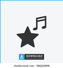 favorite music icon. Simple filled favorite music icon. On white background.