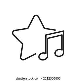 Favorite music rate icon design. Musical note with rating star glyph icon. isolated on white background. vector illustration