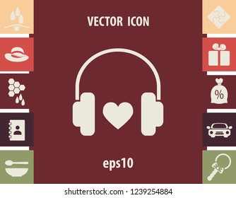 Favorite music,vector icon, headphones and heart