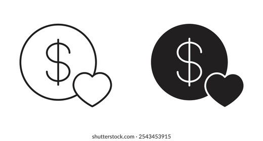 Favorite Payees Icon with Heart and Dollar for Frequent Contacts