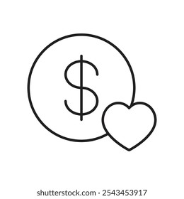 Favorite Payees Icon with Heart and Dollar for Frequent Contacts