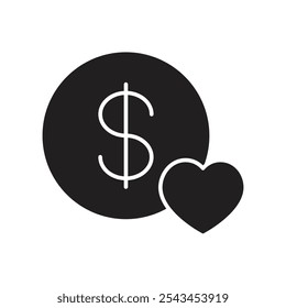 Favorite Payees Icon with Heart and Dollar for Frequent Contacts