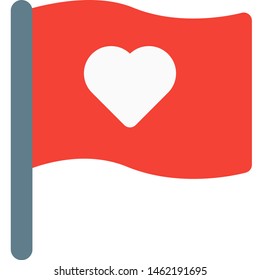 Favorite place flag pinpoint with heart shape
