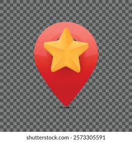 Favorite place map marker icon design with yellow star. Vector illustration.