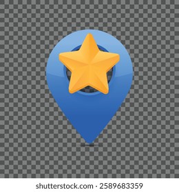 Favorite place map marker icon design with yellow star. Vector illustration.