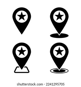 Favorite place map pointer icon. Maps pin with star icon. Map pointer with star icon.