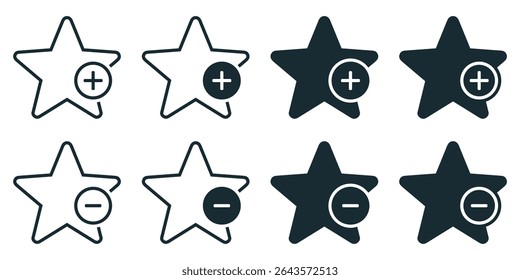 Favorite plus minus star icon. Illustration vector