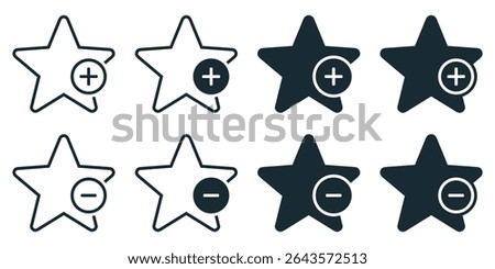 Favorite plus minus star icon. Illustration vector